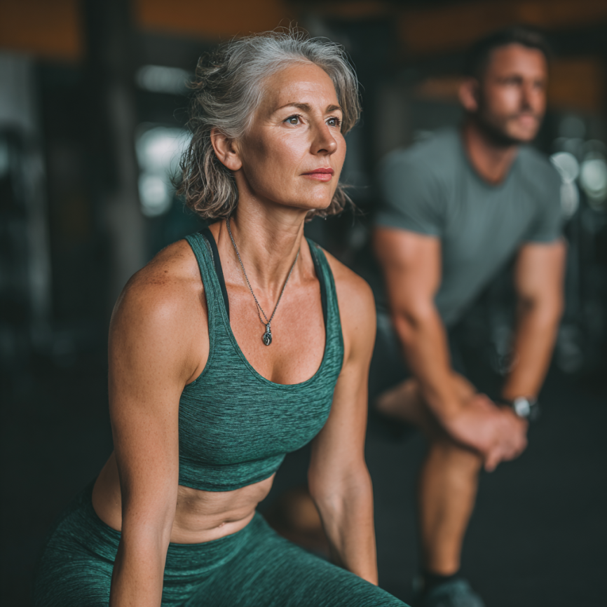 Група людей похилого віку займається спортом